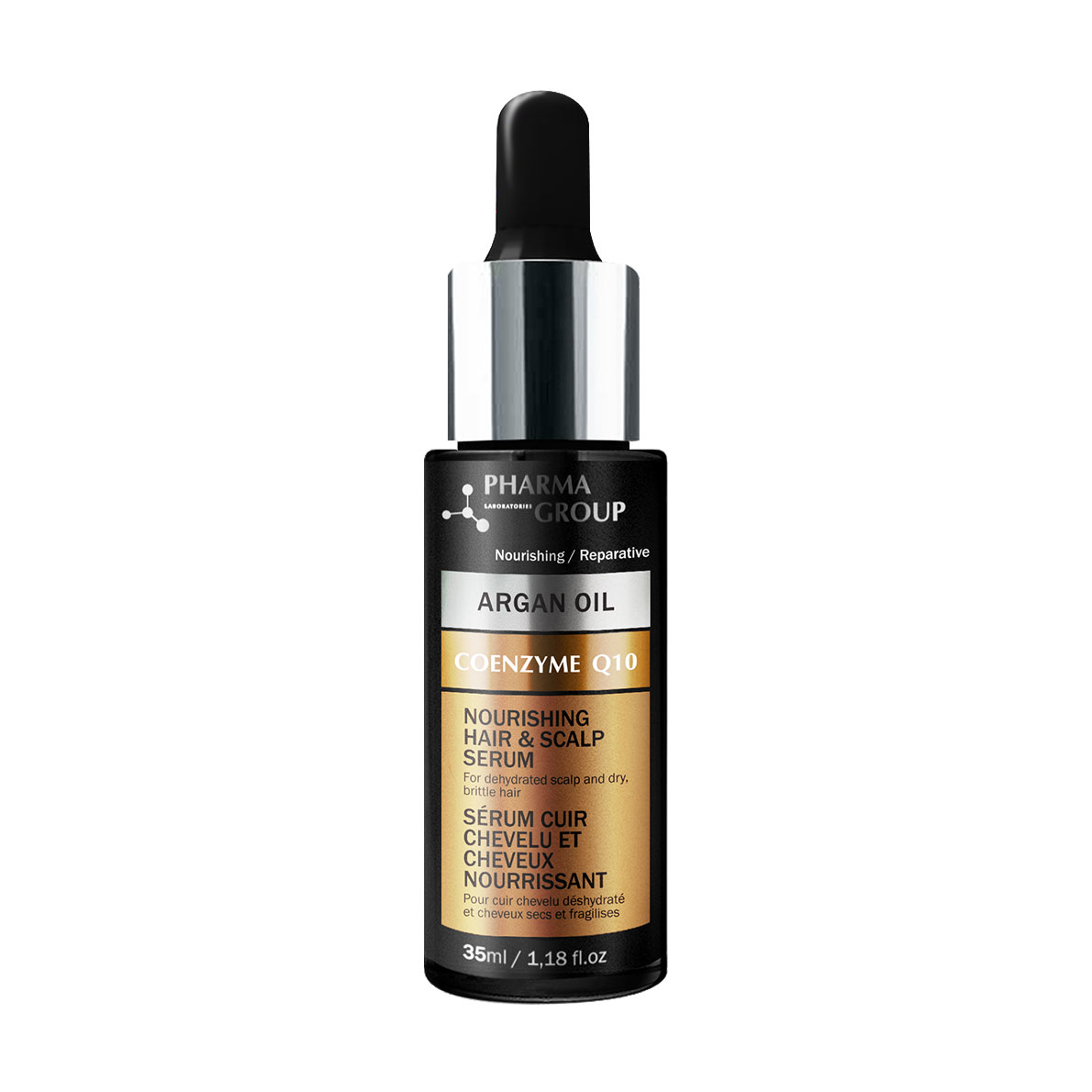 Сироватка Pharma Group Argan Oil + Coenzyme Q10 Nourishing Hair &amp; Scalp Serum для зневодненої шкіри голови та сухого волосся, 35 мл